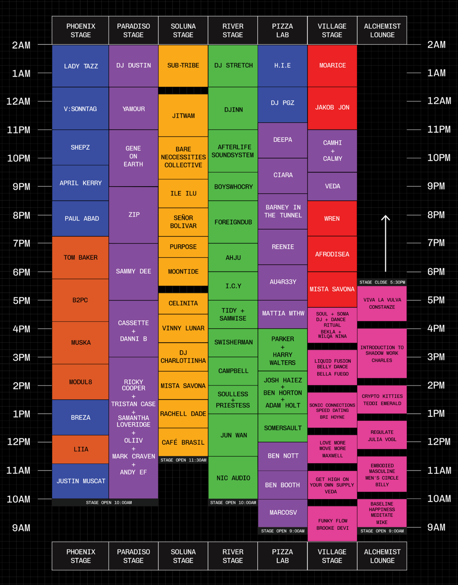 Saturday set times