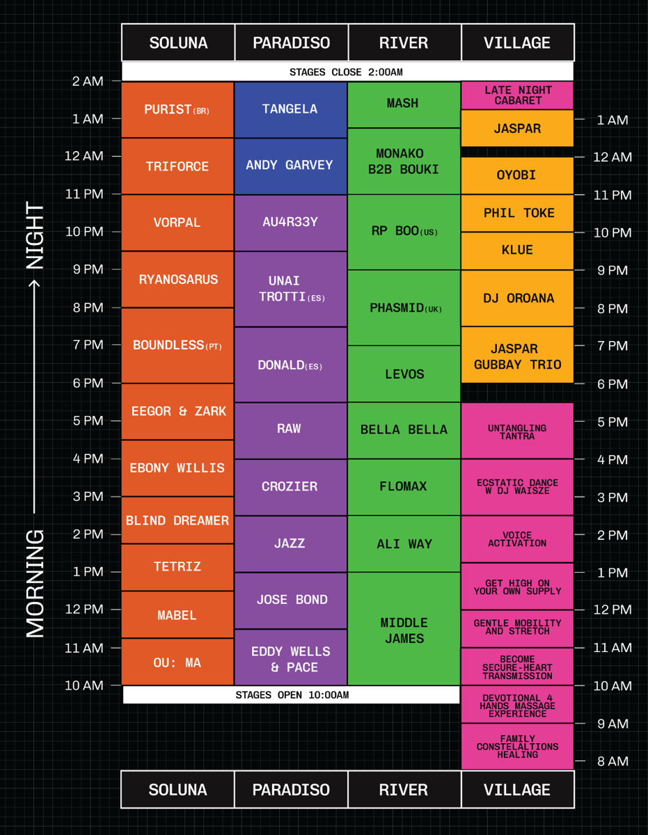 Saturday set times